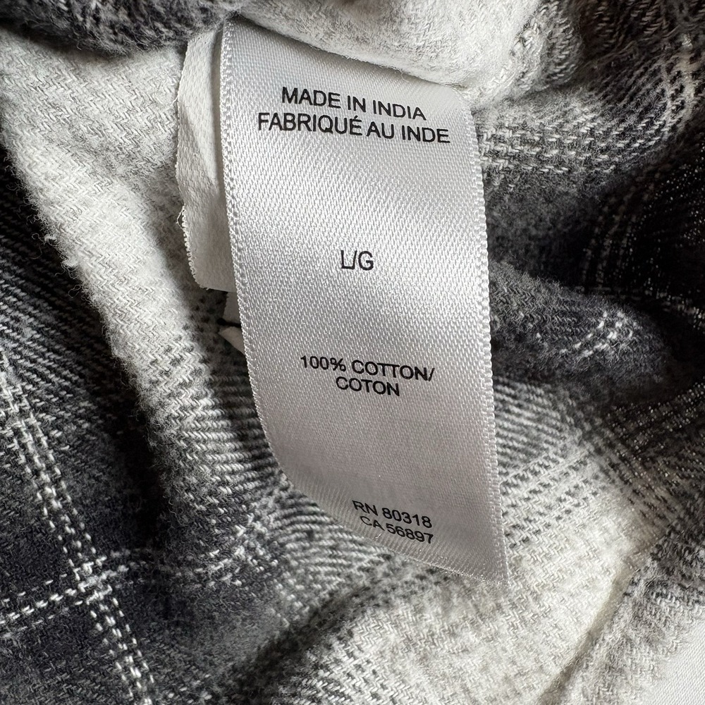 Lucky Brand Flannel Shirt Classic Fit Men's L Gray Plaid Button Up‎ Workwear - Picture 4 of 10